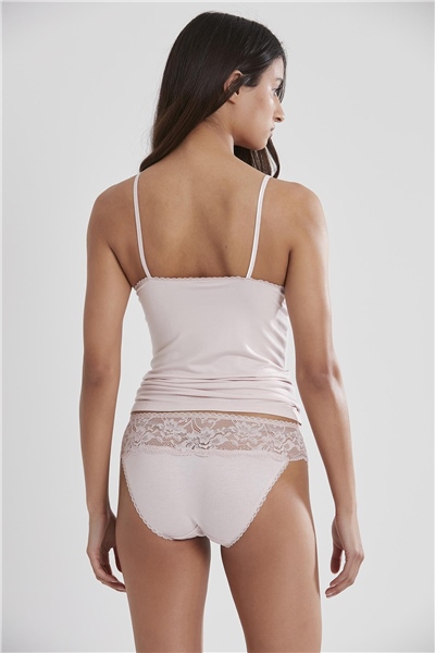 Pierre Cardin 375 Kadın Dantelli Penye Atlet Külot Kaşkorse Set - Pudra