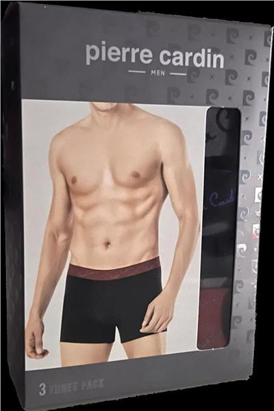 Pierre Cardin 390 Erkek Lastiği Renkli 3lü Boxer-Siyah