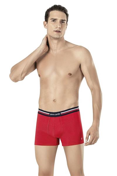 Pierre Cardin 395 Erkek Lastiği Çizgili 3lü Boxer-Kırmızı&Grimelanj&Lacivert