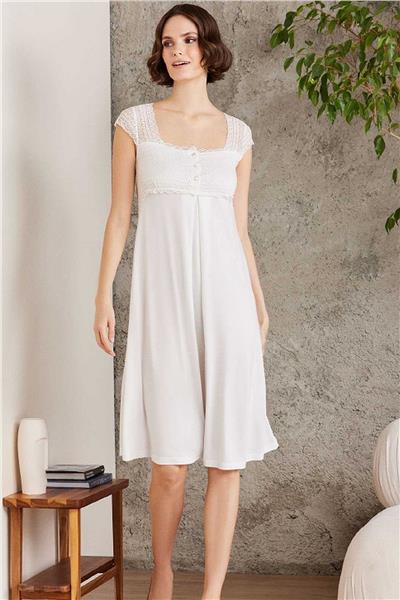 Pierre Cardin 4005 Hamile Lohusa Sabahlıklı Gecelik Takım-Ekru
