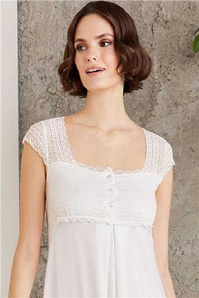 Pierre Cardin 4005 Hamile Lohusa Sabahlıklı Gecelik Takım-Ekru