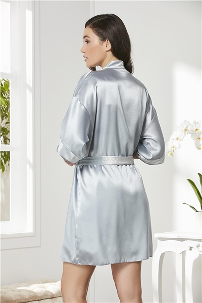 Pierre Cardin 4045 Kadın Saten Kadife Gecelik Sabahlık Takım-Mist