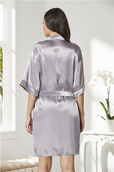 Pierre Cardin 4045 Kadın Saten Kadife Gecelik Sabahlık Takım-Royal