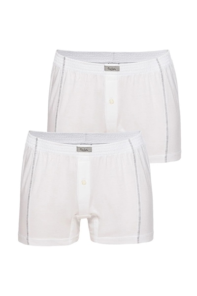 Pierre Cardin 405 Erkek 2li Penye Boxer-Beyaz