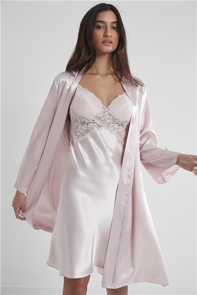 Pierre Cardin 4050 Gecelik Sabahlık Takım - Pudra