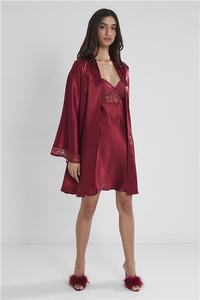 Pierre Cardin 4090 Gecelik Sabahlık Takım - Bordo