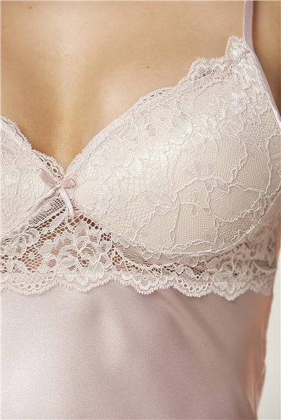 Pierre Cardin 415 Kadın İp Askılı Saten Dantelli Şort Takım-İnci