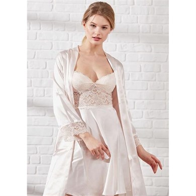 Pierre Cardin 4265 Gecelik Sabahlık Takım - İnci