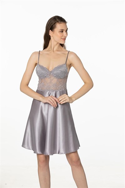 Pierre Cardin 4265 Kadın Saten Gecelik Sabahlık Takım-Royal