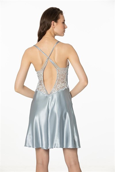 Pierre Cardin 4300 Kadın Saten Gecelik Sabahlık Takım-Mist