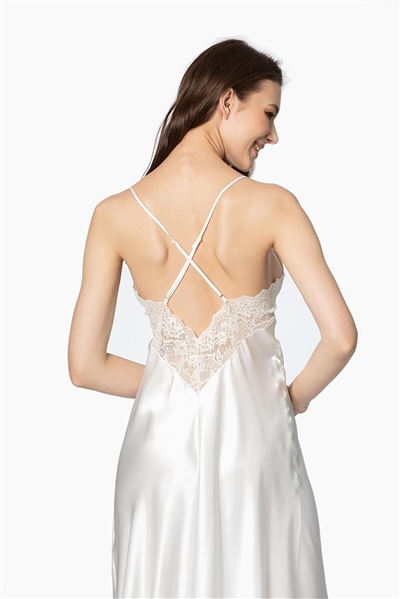 Pierre Cardin 4370 Kadın Saten Gecelik Sabahlık Takım-Ekru