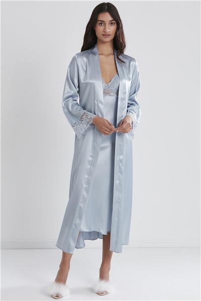 Pierre Cardin 4370 Saten Sabahlıklı Gecelik Takım - Mist