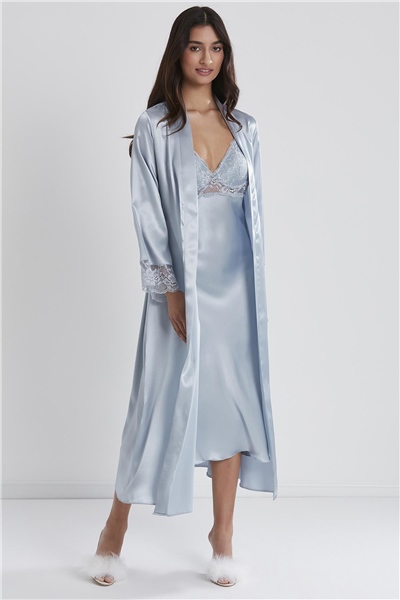 Pierre Cardin 4370 Saten Sabahlıklı Gecelik Takım - Mist