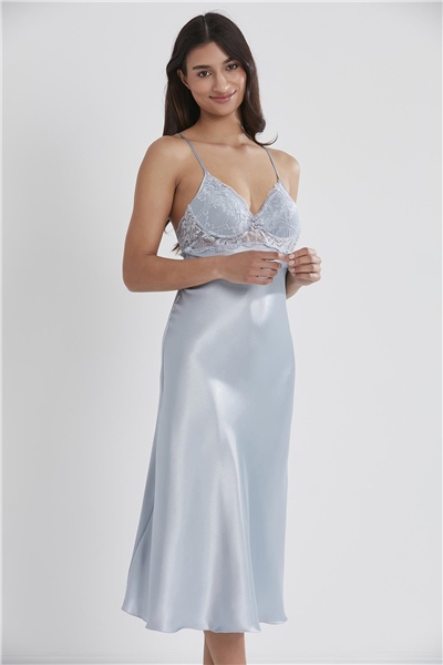 Pierre Cardin 4370 Saten Sabahlıklı Gecelik Takım - Mist