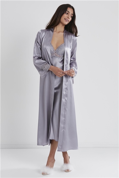 Pierre Cardin 4370 Saten Sabahlıklı Gecelik Takım - Royal