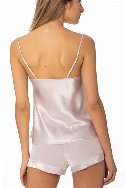 Pierre Cardin 440 Kadın Kadife Saten Pijama Şort Takım - Viola