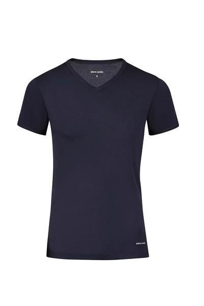 Pierre Cardin 442 Erkek %100 Pamuk Ribana V Yaka Yarım Kol Fanila-Lacivert