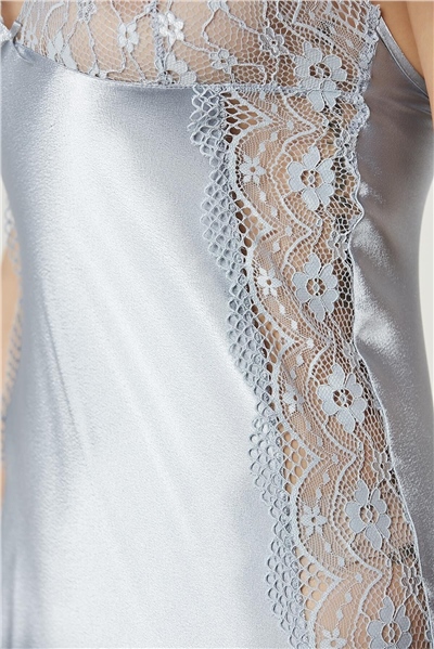 Pierre Cardin 4438 Kadın Saten Gecelik Sabahlık Takım-Mist