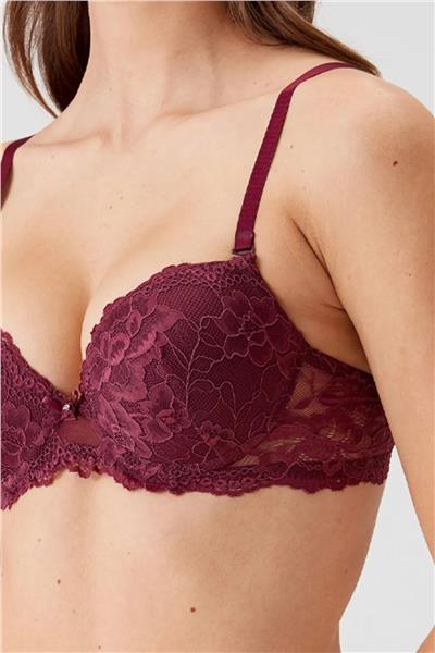 Pierre Cardin 4560 Kadın Mürdüm Dantelli Sütyen Külot Takım -Mürdüm