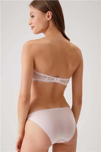 Pierre Cardin 4563 Kadın Pudra Destekli Straplez Dantelli Sütyen Külot Takım-Pudra