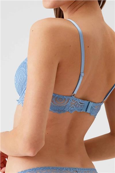 Pierre Cardin 4740 Balenli Soft Push Up Sütyen Külot Takım-Mavi