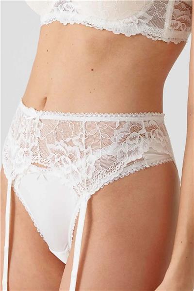 Pierre Cardin 4793 Siena Balenli Desteksiz Dantelli Çoraplı Jartiyer Sütyen Takım-Ekru