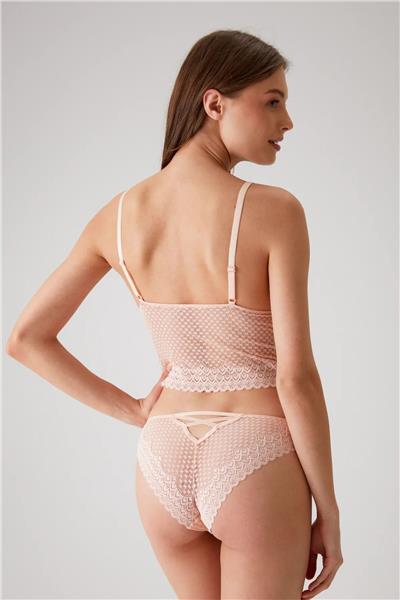 Pierre Cardin 4831 Kadın Pedli Balensiz Dantelli Bralet Sütyen Külot Takım-Somon