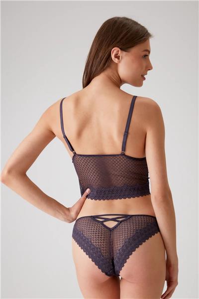 Pierre Cardin 4831 Kadın Pedli Balensiz Dantelli Bralet Sütyen Külot Takım-Mürdüm