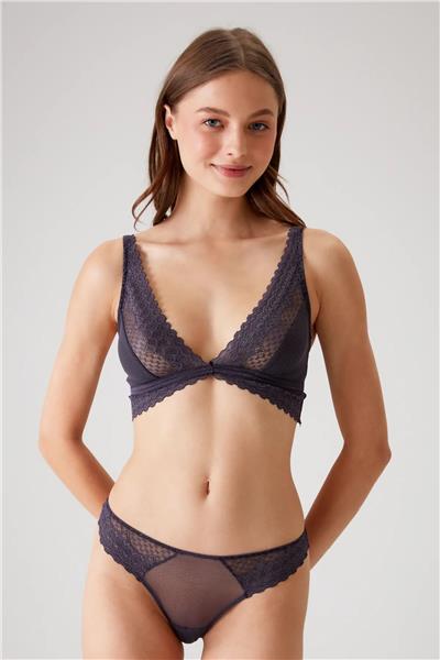 Pierre Cardin 4833 Kadın Bralet Sütyen Tanga Külot Takım-Mürdüm
