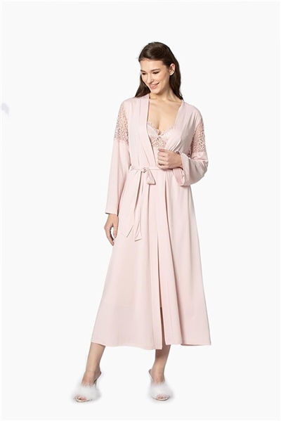 Pierre Cardin 5045 Kadın Modal Altılı Penye Gecelik Sabahlık - Pudra