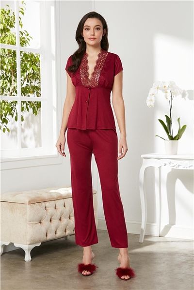Pierre Cardin 5325 Kadın Penye Dantelli 6lı ÇeyizlikTakım-Bordo