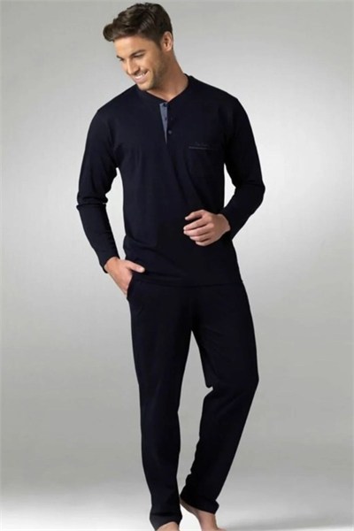 Pierre Cardin 5454 Erkek Uzun Kollu Pijama Takımı-Siyah