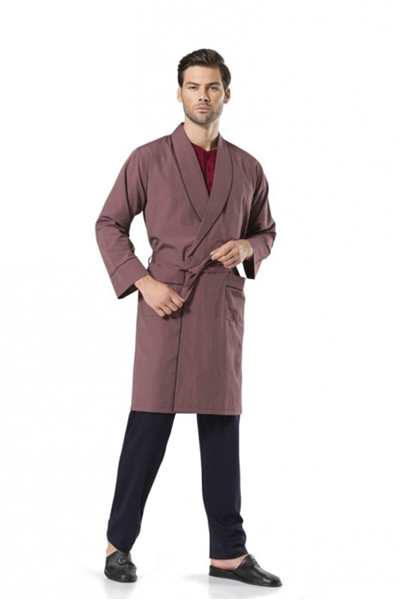 Pierre Cardin 5560 Erkek Çeyizlik Beşli Rop Pijama Takım - Bordo