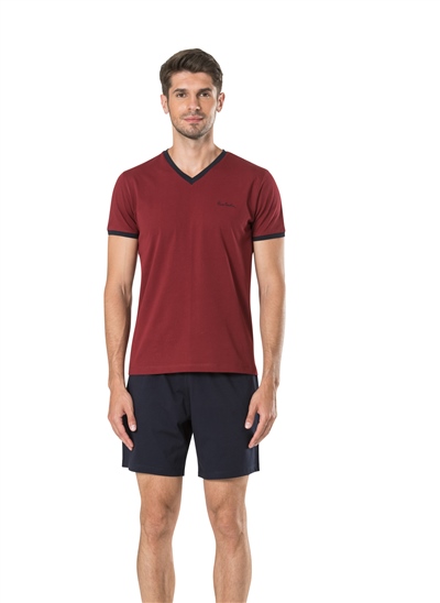 Pierre Cardin 5595 Erkek Çeyizlik 5li Rob Pijama Takım-Bordo