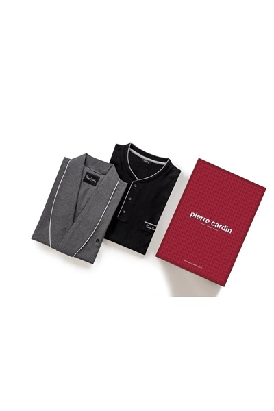 Pierre Cardin 5610  Erkek Çeyizlik Üçlü Rop Pijama Takım-Siyah