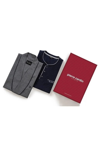Pierre Cardin 5615  Erkek Çeyizlik Rop Pijama Takım-Lacivert