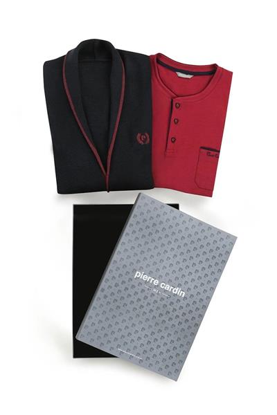 Pierre Cardin 5630 Erkek Triko Sabahlıklılı Uzun Kollu Pijama Takımı-Lacivert