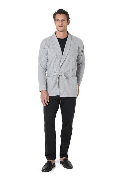 Pierre Cardin 5640 Erkek Triko Sabahlıklı 5li Pijama Takım-Gri