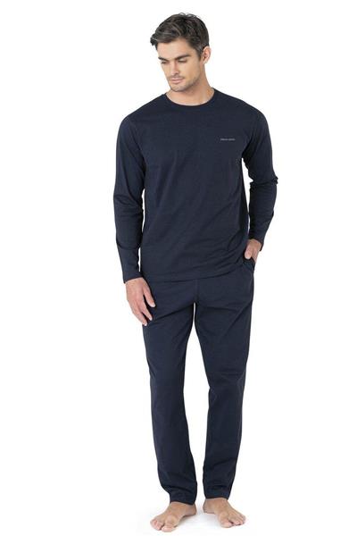 Pierre Cardin 5640 Erkek Triko Sabahlıklı 5li Pijama Takım-Lacivert