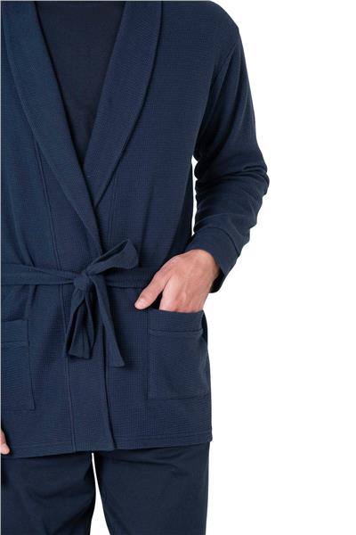 Pierre Cardin 5640 Erkek Triko Sabahlıklı 5li Pijama Takım-Lacivert