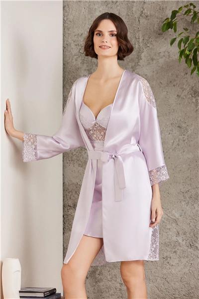 Pierre Cardin 6000 Kadın Dantelli Saten 6lı Set-Viola