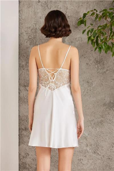 Pierre Cardin 6000 Kadın Dantelli Saten 6lı Set-Ekru