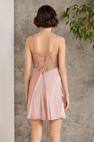 Pierre Cardin 6000 Kadın Dantelli Saten 6lı Set-Brandy