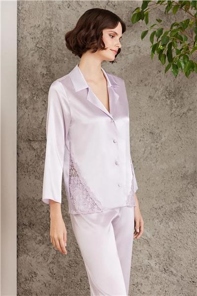 Pierre Cardin 6000 Kadın Dantelli Saten 6lı Set-Viola