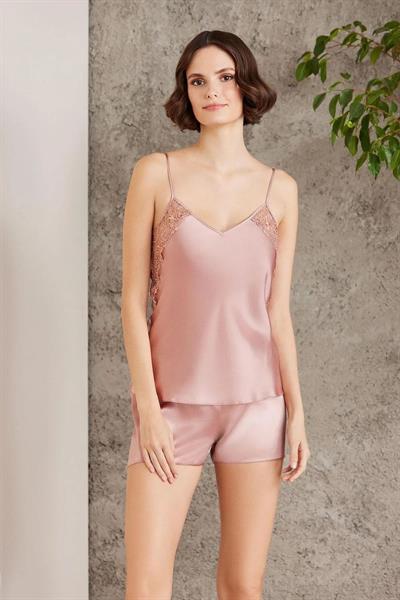 Pierre Cardin 6000 Kadın Dantelli Saten 6lı Set-Brandy