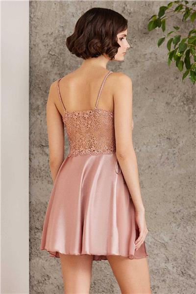 Pierre Cardin 6005 Kadın Saten Dantelli 6lı Çeyiz Seti-Brandy