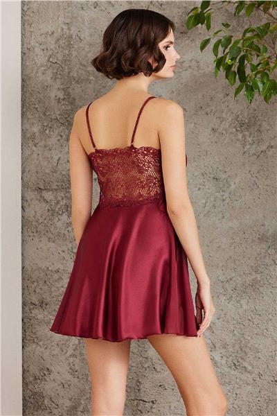 Pierre Cardin 6005 Kadın Saten Dantelli 6lı Çeyiz Seti-Bordo