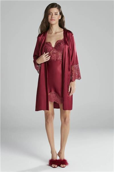 Pierre Cardin 6015 Kadın Dantelli Saten 6lı Set-Bordo