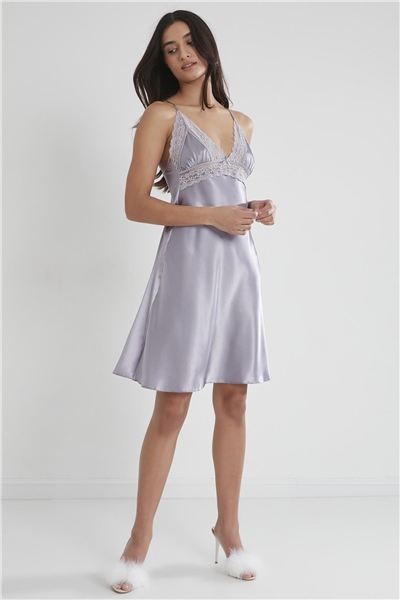 Pierre Cardin 603 Kadın Saten Dantelli Gecelik - Royal