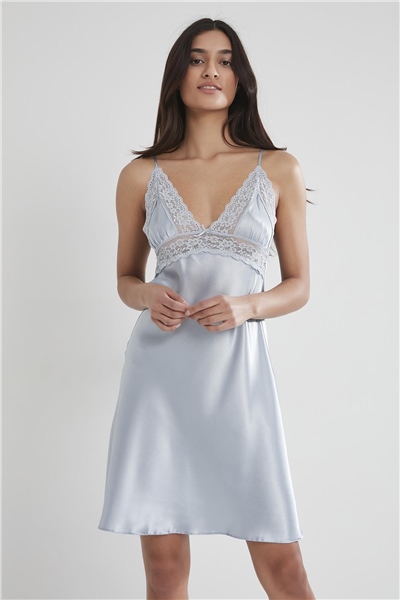 Pierre Cardin 603 Kadın Saten Dantelli Gecelik - Mist